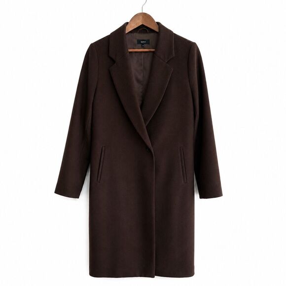 Quince Jackets & Blazers - Quince Italian Wool Classic Coat Womens M Dark Chocolate Brown Made in Italy